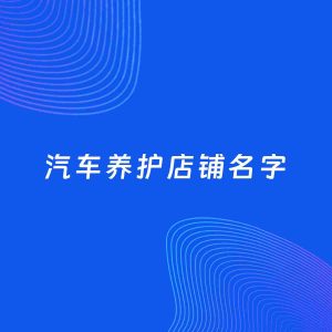 店铺起名案例：5个好听的「汽车养护店铺名字」
