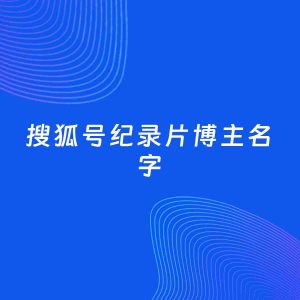 自媒体起名案例：5个好听的「纪录片博主搜狐号名字」
