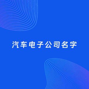 公司起名案例：5个好听的「汽车电子公司名字」