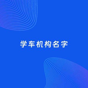 公司起名案例：5个好听的「学车机构名字」