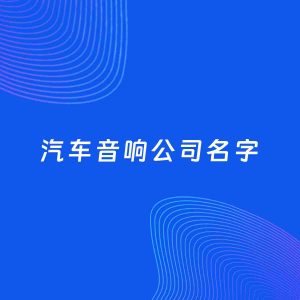 公司起名案例：5个好听的「汽车音响公司名字」
