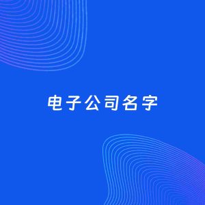 公司起名案例：5个好听的「电子公司名字」