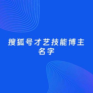 自媒体起名大全：才艺技能博主搜狐号名字分享